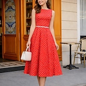 cheap Dresses-50s A-Line Dress Retro Vintage 1950s Swing Dress Flare Dress Women's Costume Vintage Cosplay Casual Daily Dress
