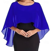 voordelige Cape-Damesomslag Bolero Moeder Wraps Bruids Wraps Wraps voor bruiloftsgasten Elegant Dames Formele Stijl Mouwloos Chiffon Bruiloftsomslagen Met Pure Kleur Voor Dagelijks Lente zomer