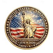 abordables 250e Anniversaire des États-Unis-Pièce commémorative du 250e anniversaire des États-Unis, pièce de collection patriotique ornée d'un aigle, de la liberté et du drapeau américain, souvenir en métal durable à exposer, 1776-2026