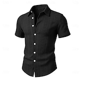 Χαμηλού Κόστους Ανδρικά Smart Casual πουκάμισα-Ανδρικά Πουκάμισο Casual πουκάμισο Πουκάμισο με κουμπιά Πουκάμισο ζακάρ Μαύρο Λευκό Πράσινο Ανοικτό Βαθυγάλαζο Καφέ Κοντομάνικο Σκέτο Κολάρο Πουκαμίσου Causal Καθημερινά Ζακάρ Ρούχα