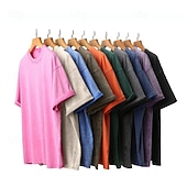  Per uomo Maglietta Camicia 100% cotone lavaggio acido Manica Corta Girocollo Estate Primavera Autunno Semplice Retrò Vintage Casual Stile Vintage Tinto in capo angosciato Casuale Blu Nero Rosa