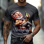 abordables Camisetas 3D-Camiseta con estampado de un anciano feliz bebiendo vino en silla de ruedas, diseño 3D, humor, cuello redondo, manga corta, regalo para fiesta de jubilación, para abuelo amante del vino, ropa de