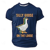  T-shirt voor heren met een grappige meme van een loslopende gans met een zonnebril, vintage retro, distressed look, graphic, regular fit, casual, feestcadeau, designerkleding, maten S, M, L, XL, XXL,