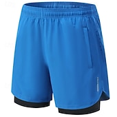 baratos Calções de corrida-Homens Shorts de Corrida Calções atléticos Shorts de Academia Bolsos 2 em 1 Com forro de compressão Calção Casual Diário Esporte Verão Primavera Secagem Rápida Leve Pavio Humido Treino de Ginástica