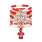baratos Partida de Futebol Mundial 2026-Conjunto de pulseiras para fãs de futebol, inspiradas na Copa do Mundo, com contas e pingentes de futebol. Adoro futebol! Joias ajustáveis para crianças apaixonadas por futebol. &amp;adultos
