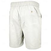 cheap Classic-Men's Shorts Linen Shorts Summer Shorts Beach Shorts Drawstring Elastic Waist Plain Comfort Breathable Short Daily Outdoor Beach Vacation Fashion Blue Black Inelastic