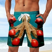  Per uomo Polpo Guantoni da boxe animali dei cartoni animati Costumi da bagno Costumi da bagno Pantaloncini da bagno Pantaloncini da Surf Misura del girovita medio Divertente Vacanza al Mare Tasche