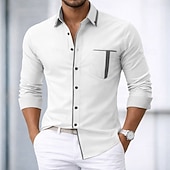 baratos Camisas de botões masculinas-Homens Camisa Social Saia camisa de botão Camisa não de ferro Bloco de cor Casual Diário Branco Vermelho Azul Marinha Caqui Manga Longa Aberto para a Lateral Primavera Primavera &amp; Outono Roupa