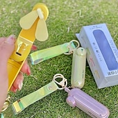abordables Fournitures pour la maison-Mini ventilateur mignon et pliable, portable, à utiliser au lit, au bureau ou sur une table. Rechargeable par USB. Porte-clés inclus.
