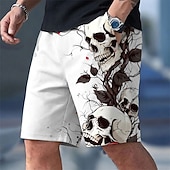 abordables Retro Vintage &amp; Ética-Hombre Amor y esqueleto Cráneos Cosecha Boxers de Natación Trajes de baño, bañadores cortos Pantalones de Surf Media cintura Estilo gótico oscuro Exterior Vacaciones Uso Diario Bolsillos laterales