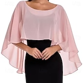 voordelige Cape-Damesomslag Bolero Moeder Wraps Bruids Wraps Wraps voor bruiloftsgasten Elegant Dames Formele Stijl Mouwloos Chiffon Bruiloftsomslagen Met Pure Kleur Voor Dagelijks Lente zomer