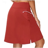 abordables Jupes et skorts pour femmes-Femmes Couleur Unie Jupe décontractée Jupes de tennis avec shorts Jupe de sport Avec Poches Taille haute Élastique Évacuation de la transpiration Respirant Tennis Le golf Course Jupe Jupe-short Gris