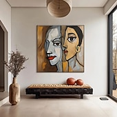 baratos Famous Paintings-handmade Picasso Style Woman Faces Painting Custom Art Abstract Couple Painting Unique Decor for Therapy Office Woman Faces Painting on Canvas