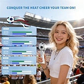 cheap Handheld Fans-Soccer Handheld Fan, Portable Personal Mini Fan with LED Digital Display, USB-C Rechargeable Small Football Fan with Desk Base for Kids, Sports Fans, Travel, Office, Outdoor