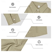 preiswerte Klassiker-Herren Hemd Leinenhemd Sommerhemd Strandhemd Einfach Lässig Urlaub Schwarz Weiß Marineblau Khaki Langarm Umlegekragen Sommer Frühling Bekleidung Patchwork