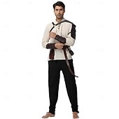 cheap Outfits-Medieval Renaissance Pants Waist Belt Shirt Long Sleeves Lace up Fancy Dress Men's Masquerade Party Renaissance Fair LARP Adults' Shirt Pants Shoulder Armor