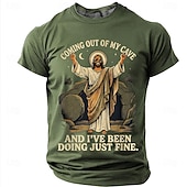  Camisa T-Shirt Cristiana Graciosa Hombre Biblia Salí de mi cueva y he estado muy bien Resurrección de Jesús Meme Humor Camiseta Gráfica Casual de Manga Corta Regalo para la Iglesia Ropa de Diseñador
