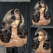 preiswerte Echthaarperücken mit Stirn-Spitzenkappe-Human Hair 5x5 Closure 13x4 Lace Front Wig Side Part Brazilian Hair Wavy Blonde Dark Brown Wig 150% 180% Density with Baby Hair Ombre Hair Highlighted / Balayage Hair Natural Hairline 100% Virgin For