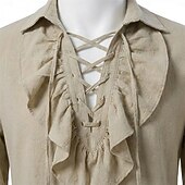  Mittelalterlich Renaissance Kleid langarm Pirat Wikinger Kostüm Damen Seeräuber Fantasie Halloween Karneval Leistung LARP Renaissance-Messe Erwachsene Kleid