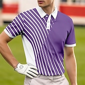  Per uomo Geometrico Golf Polo Sportivi Manica Corta Magliette polo Camicie con Colletto Casual Athleisure Bottoni Tessuto retato traspirante Primavera & Estate Blu Blu marino Viola
