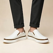 preiswerte Slipper Schuhe-weiße Slipper für Herren – leichte Kunstlederschuhe mit gepolsterter Sohle für Freizeit und Alltag