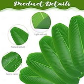 cheap Artificial Plants &amp; Greenery-10 Pcs Banana Leaves for Cooking 22 in Tropical Artificial Faux Tropical Leaves Spring Summer Hawaiian Luau Banana Leaf Plates Pisang Foliage for Party Table Decoration