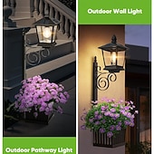 olcso Pathway Lights &amp; Lanterns-kültéri 2 az 1-ben napelemes virágcserép padlóra &amp;fali lámpa, vízálló dekoratív LED lámpa kertbe, teraszra, verandára – tájvilágítás udvarra és belső udvarra