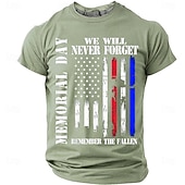  Herdenkingsdag Voor heren Amerikaanse Amerikaanse vlag T-shirt Korte mouw T-shirt 3D-afdrukken Strakke ronde hals Overhemd Modieus Dagelijks Dagelijks Straat Rood Hemelsblauw Grijs Zomer Lente Kleding