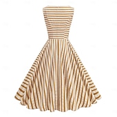 cheap Dresses-1950s Retro Vintage Midi Dress Swing Dress Flare Dress Sleeveless Striped Fit &amp; Flare Swing Round Neck Fancy Dress Women's Carnival Casual Party Dailywear Adults' Dress Spring &amp; Summer