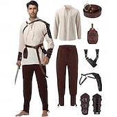 cheap Outfits-Medieval Renaissance Pants Waist Belt Shirt Long Sleeves Lace up Fancy Dress Men's Masquerade Party Renaissance Fair LARP Adults' Shirt Pants Shoulder Armor