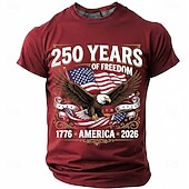  4 juli 2026 250:e Herr Rolig T-shirt Kortärmad T-shirt 3D-tryck Rund hals Skjorta Mode Designer Enkel Ledigt Dagligen Fest Svart Rubinrött Sommar Vår Kläder S M L XL XXL XXXL