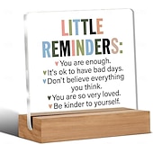 cheap Gifts-Inspirational Motivational Gifts Employee Appreciation Gifts Little Reminders You are Enough Clear Desk Decorative Sign Acrylic Sign With Wooden Stand for Office Desk Table Shelf