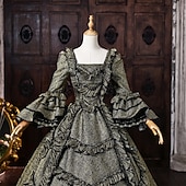 economico Vestiti-Rococò Barocco Abito da Ballo Lunghezza al pavimento Vestito Abito da Ballo Lunghe Principessa Sposa Pizzo Floreale Abito da ballo Collo quadrato Costume Per donna Reale Halloween Carnevale Mascherata