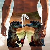  Voor heren Krokodil Grappig tekenfilm dieren Lange zwembroeken Badpakken Zwembroeken Boardshorts Medium Taille Hawaii Strandvakantie Zijzakken Mesh voering Elastische tailleband met trekkoord