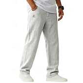 economico Classico-Per uomo Pantaloni di Lino Pantaloni Pantaloni Estivi Pantaloni Larghi Coulisse Elastico in vita Gamba Dritta Semplice Leggero Traspirante Lunghezza intera Casuale Quotidiano All'aperto Vacanza Moda