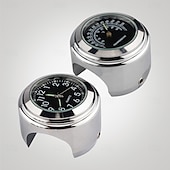 preiswerte Luftreininiger fürs Auto-2-teiliges Motorrad-Lenkeruhr- und Thermometer-Set, wasserdichte Chrom-Quarzuhr &amp;Temperaturanzeige für 7/8"- und 1"-Lenker, universell passend für Cruiser- und Chopper-Motorräder, schwarz oder silber