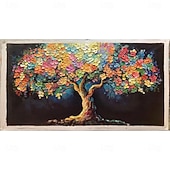 cheap Tree Oil Paintings-Mintura Handmade Textured Tree Flowers Oil Paintings on Canvas Wall Art Decoration Modern Abstract Pictures For Home Decor Rolled Frameless Unstretched Painting