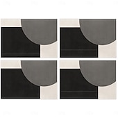 Недорогие Плацент и подставки и тривочки-Черно-белая геометрическая салфетка под тарелку, прямоугольная, из 100% полиэстера, с абстрактным геометрическим узором, можно стирать в машине, термостойкая.