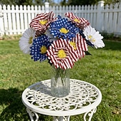 cheap U.S. 250th Anniversary-3Pcs 250th Anniversary Artificial Chrysanthemums &amp; Rose Flowers, Reusable Plastic Flowers for American Independence Day Decorations, 4th of July Party Decor, Home &amp; Garden Centerpieces