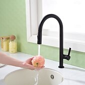 Недорогие Смесители для кухни-Кухонный смеситель с выдвижным распылителем, однорычажный смеситель с высоким изливом для мойки, прочная латунная конструкция, двухфункциональная распылительная головка, простая установка.