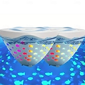 abordables Luces subacuáticas-2 luces flotantes LED RGB con forma de pez, resistentes al agua (IP67), ideales para estanques, jarrones y acuarios. Perfectas para fiestas al aire libre y como iluminación ambiental decorativa de