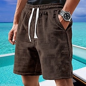 tanie Szorty casualowe-Męskie Szorty waflowe Szorty Letnie szorty Szorty na co dzień Ściągana na sznurek Kieszeń Elastyczny pas Równina Komfort Oddychający Krótki Na zewnątrz Urlop Sportowy Codzienny Biały Jasnozielony