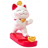 abordables Soporte para móvil-Soporte para smartphone con forma de gato de la suerte, adorable figura kawaii de maneki neko, soporte para teléfono de escritorio, soporte portátil para celular, decoración de oficina, regalo de
