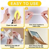 Недорогие Улучшение положения семей-72 универсальных полиамидных полоски для подвешивания картин, не требуют сверления, снимаются с обеих сторон, обеспечивают прочную клеевую фиксацию, долговечны и водонепроницаемы, идеально подходят