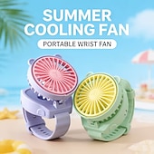 levne Stolní ventilátory-Přenosný náramkový ventilátor pro děti, nositelný osobní ventilátor s hodinkami pro dívky a chlapce, USB dobíjecí mini ventilátor s nastavitelným úhlem, malý hands-free ventilátor do školy, na cesty,