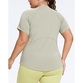 cheap Yoga Tops-Women's Yoga Tops Workout Tops Crew Neck Skin Friendly Lightweight Comfortable Plus Size Short Sleeve Sports Solid Color Top For Gym Workout Running Fitness Loose Fit Activewear