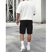 voordelige Vakantie-Voor heren Ladingbroek Cargoshorts Korte broek Casual korte broek Zak Elastische taille Effen Knielengte Casual Buiten Streetwear Modieus Streetwear Zwart Marineblauw Inelastisch