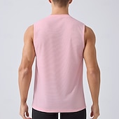 お買い得  ジム用タンクトップ-男性用 タンクトップ ベスト アンダーシャツ ノースリーブシャツ ノースリーブ クルーネック 夏 春 平織り ファッション スポーティー クラシック 速乾性 スリム アウトドア ジム用 スポーツ ブラック ホワイト ピンク メンズトップTシャツ