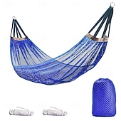 voordelige Patio-decoratie-Hangmat voor buiten met ijsnet en gebogen stang, anti-kantelontwerp voor veilige en comfortabele ontspanning, perfect voor kamperen, reizen, loungen in de achtertuin en buitenavonturen, duurzaam en