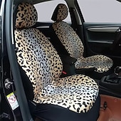 billiga Sätesövdrag till bilen-Leopardmönstrade bilsätesöverdrag komplett set, universal passform gepard bilsätesskydd för kvinnor och flickor, fram- och baksätesöverdrag med nackstödsskydd, söt bildekor (flerfärgad)